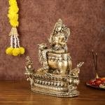 Brass Tara Devi Seated on Lion Idol | 16" Himalayan Art | 14kg Sacred Masterpiece | Divine Mountain Goddess | Jaipurio